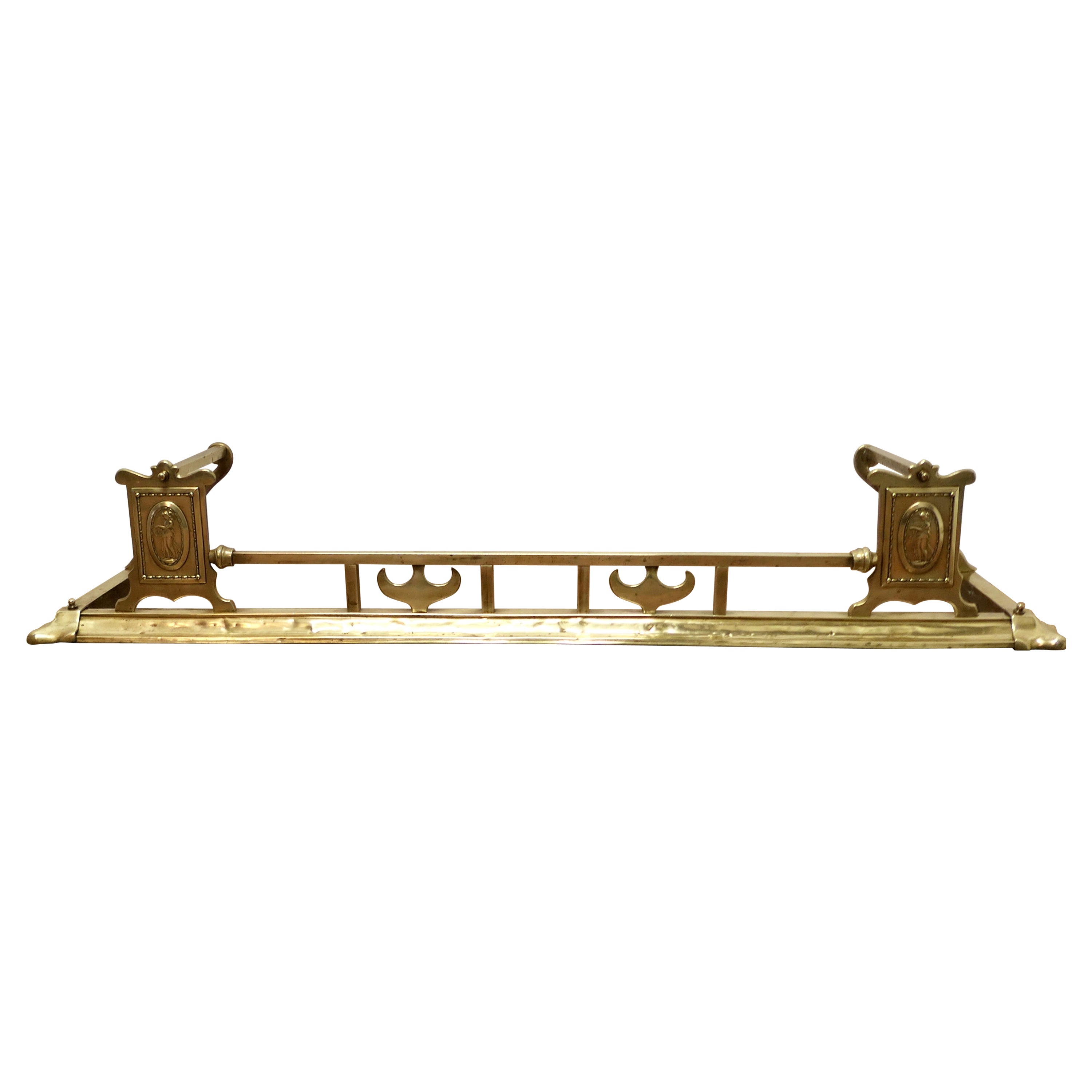 Large Victorian Art Nouveau Brass Fender    This is a Beautifully Designed  For Sale