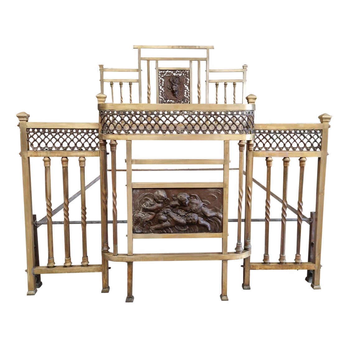 Antique Italian Brass Bed Art Nouveau Period  For Sale
