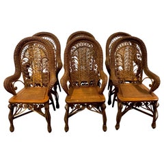 6 Vintage Wicker Dining Room Chairs