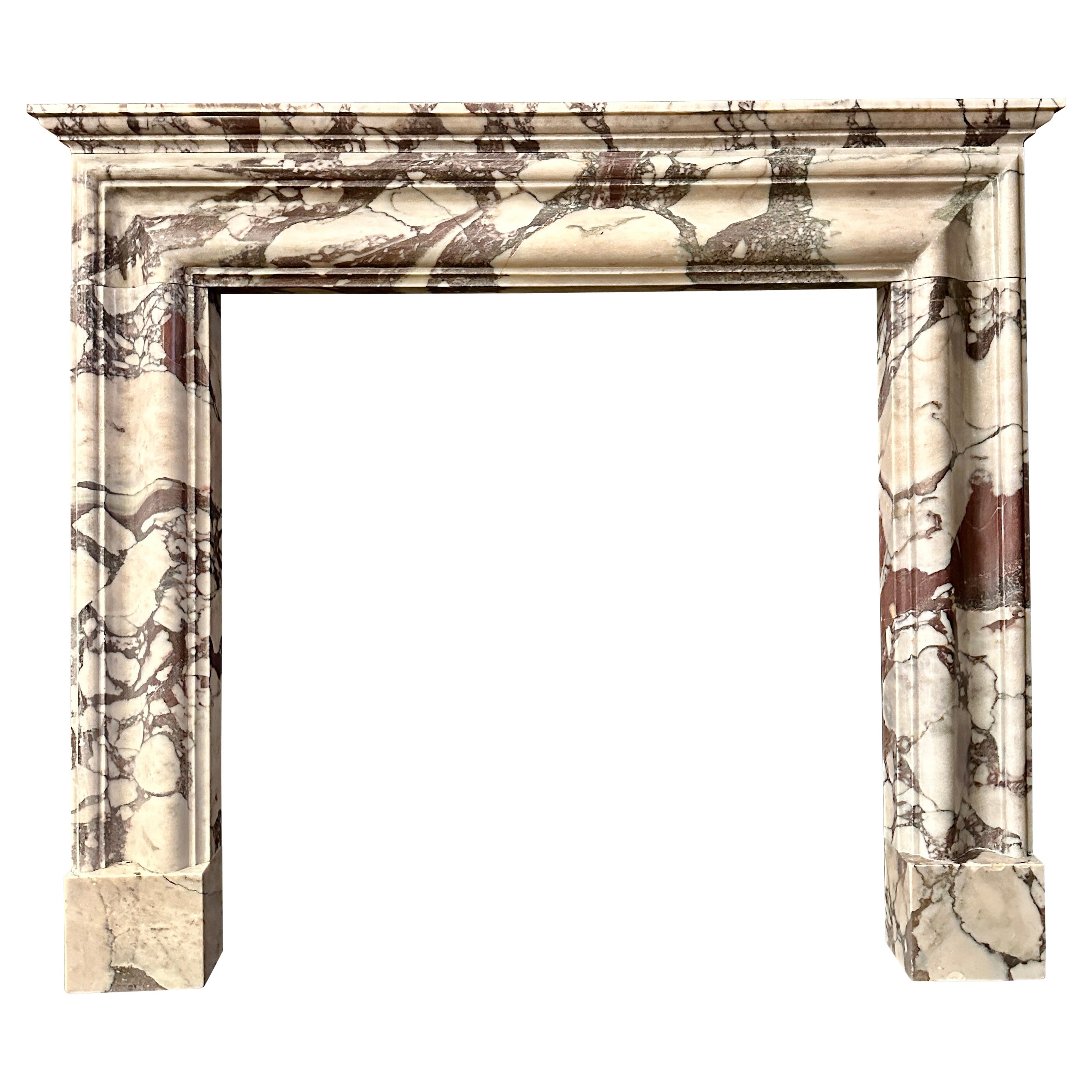 An English Bolection Fireplace Mantel In Breche Marble 