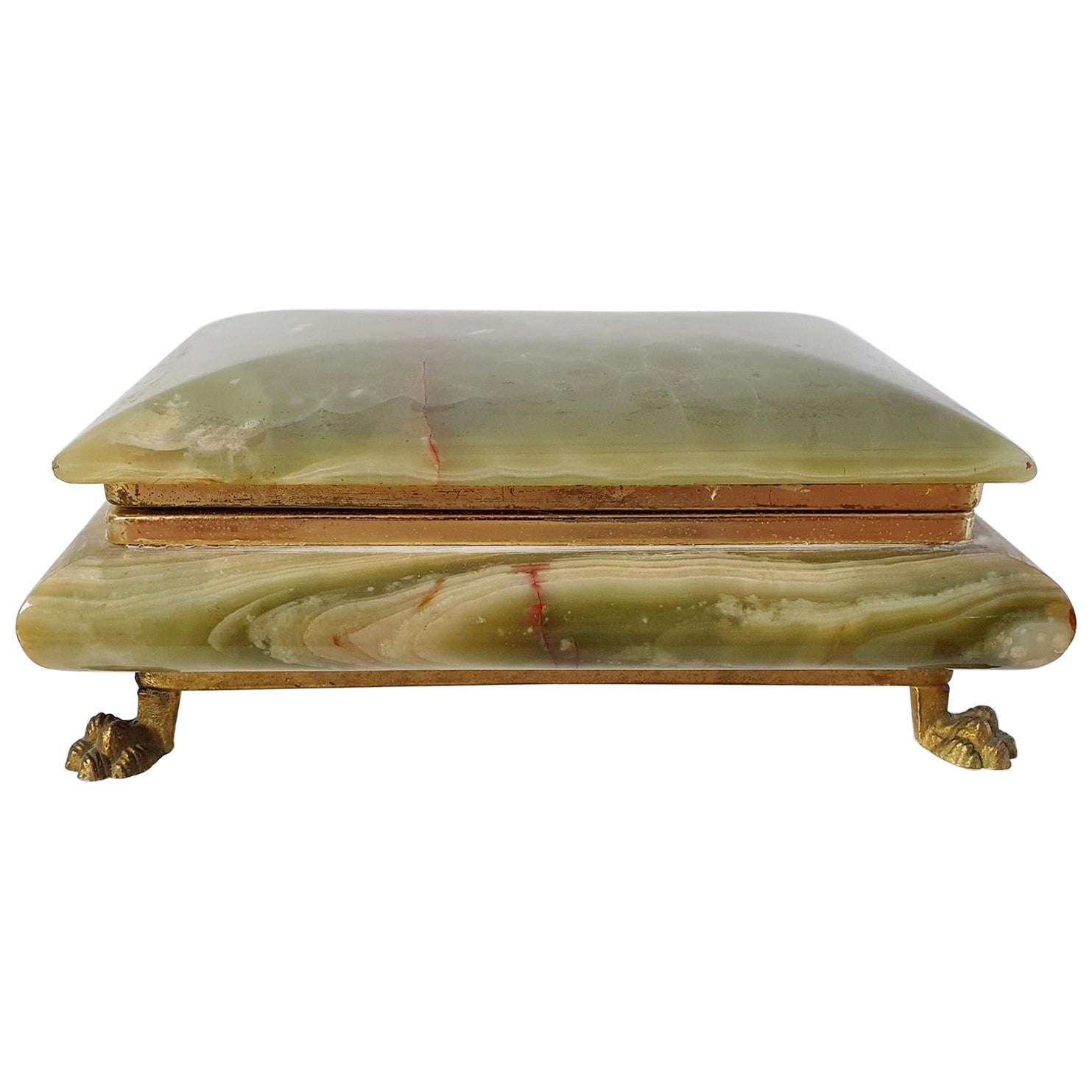 Midcentury Green Onyx Marble Box, Italy For Sale