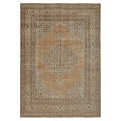 Antique Persian Tabriz Rug in Brown, with Open Field, from Rug & Kilim