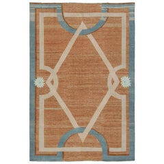 Rug & Kilim's Modern French Art Deco Style Teppich in Orange mit geometrischem Muster