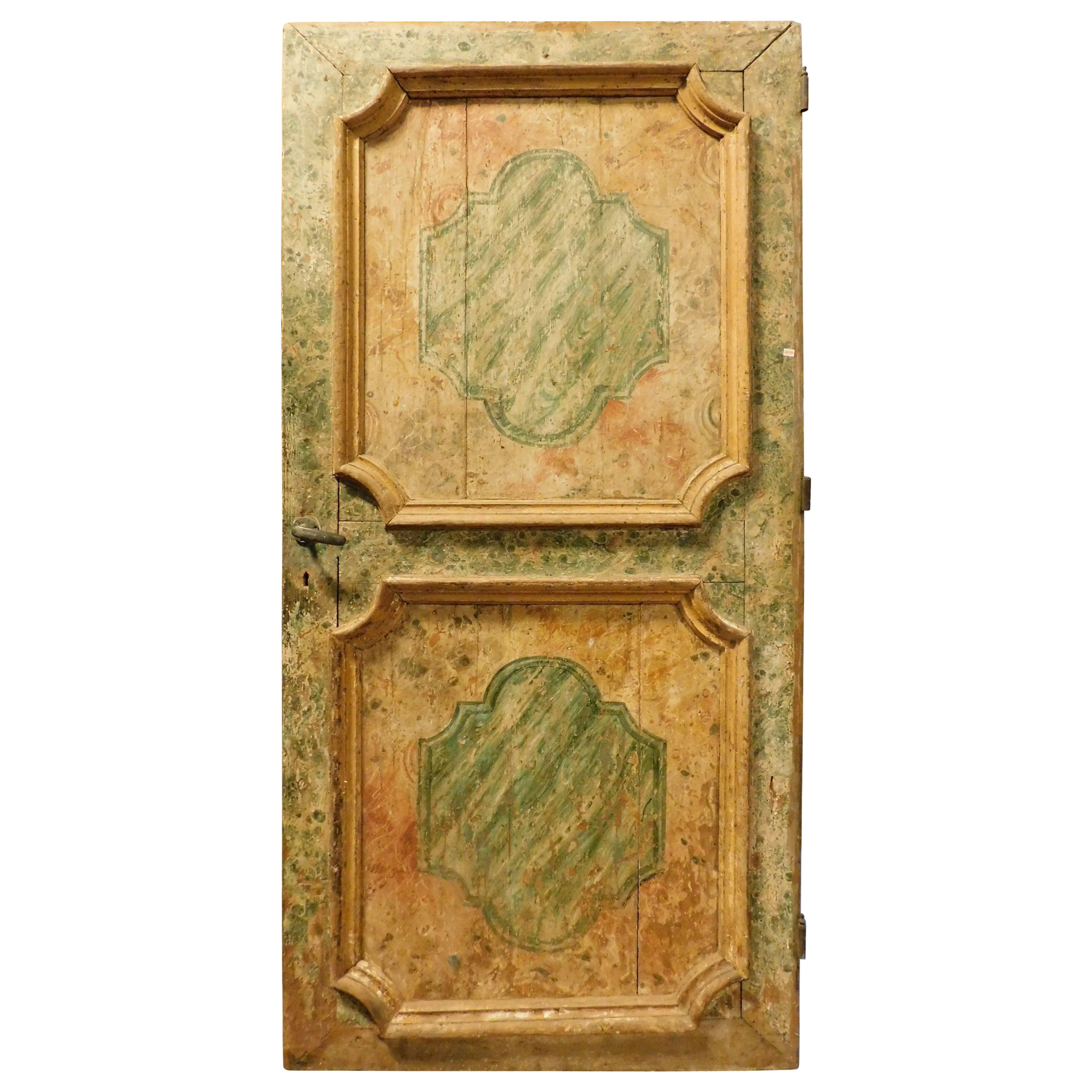 Interior old Door in lacquered wood with faux marble effect, Naples For Sale