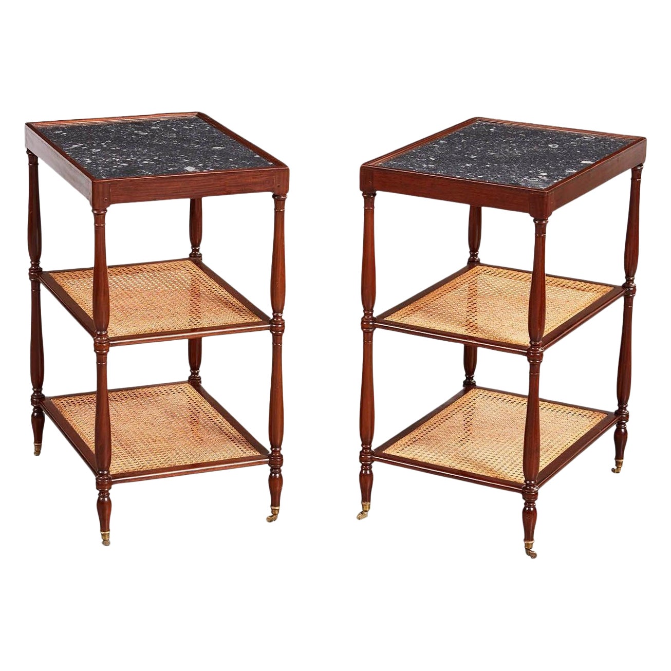 Pair of Directoire Caned End Tables