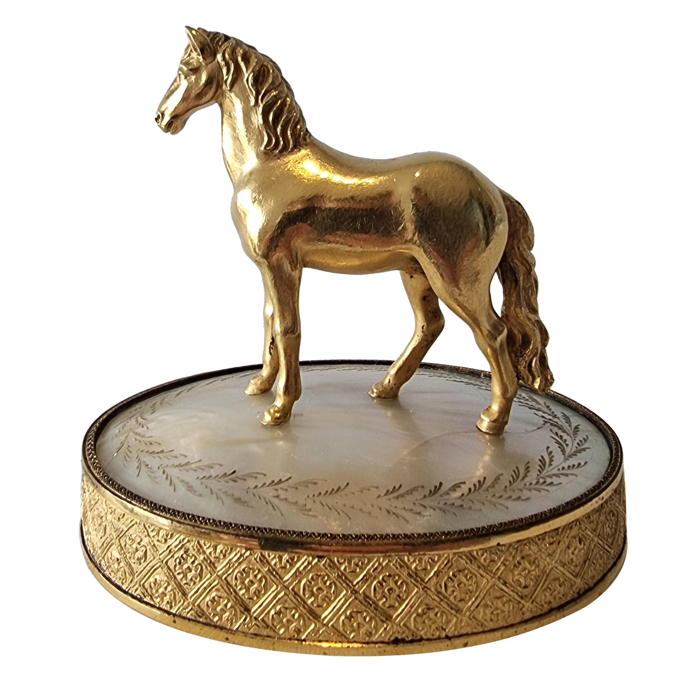 A Charles X Palais Royal Ormolu and Mother of Pearl Equestrian Statue  For Sale