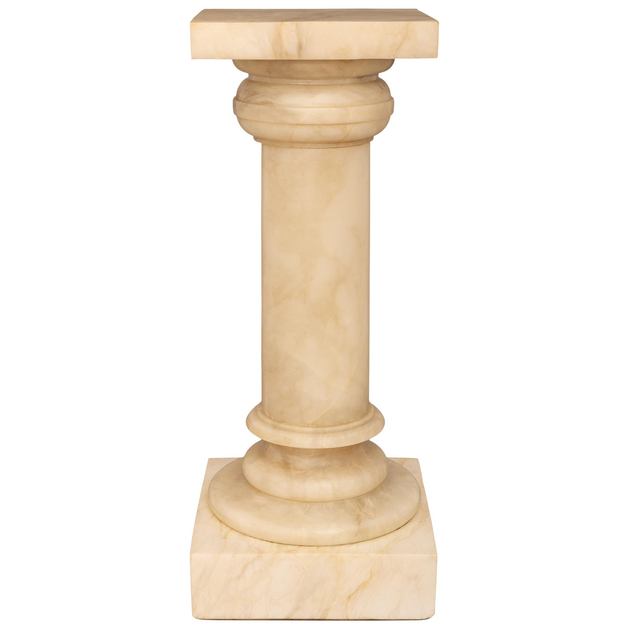 Italian 19th Century Cream Colored Alabaster Pedestal For Sale