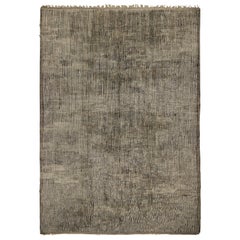 Rug & Kilim’s Oversized Moroccan Rug with Gray and Beige Stripes in High Pile