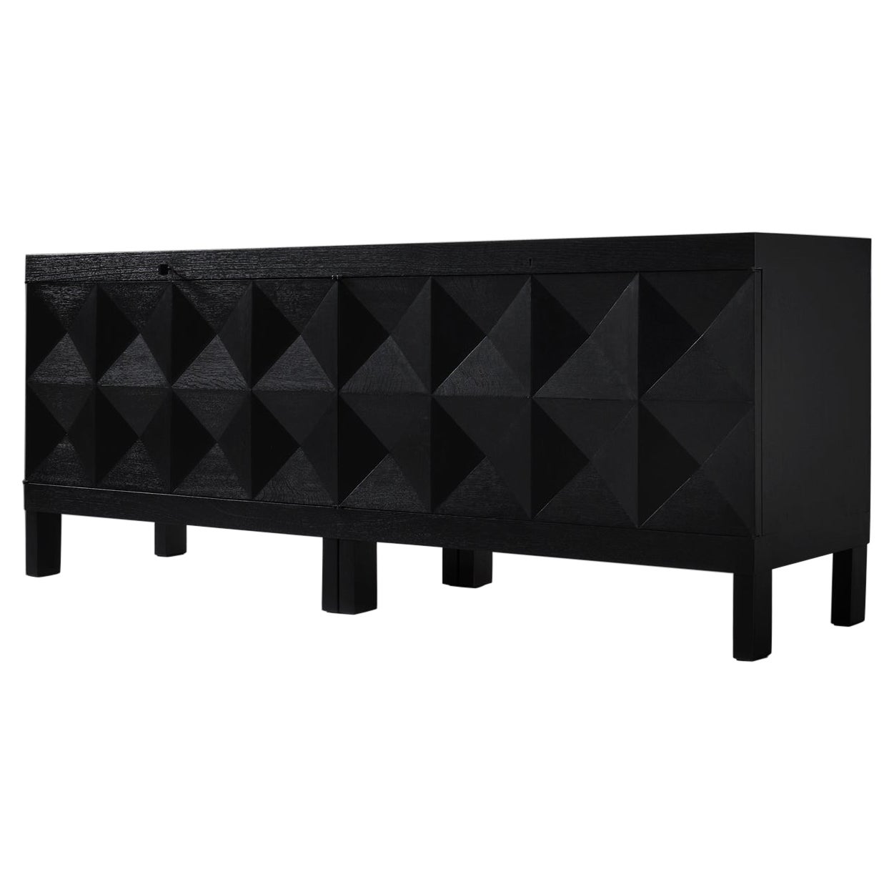 Brutalist Ebonized Oak Sideboard by J. Batenburg For MI, Belgium 1969