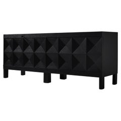 Brutalist Ebonized Oak Sideboard by J. Batenburg For MI, Belgium 1969