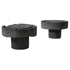 Antique Set of two Marble Cylindrical side tables, France 19th century