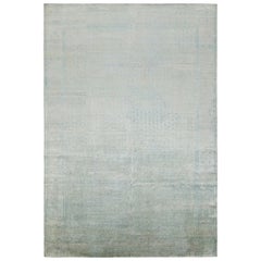 Rug & Kilim's Modern Classic Rug in Blau und Silber/Grau Sanfte Muster