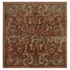 Vintage French Savonnerie Rug, in Brown, with Floral Patterns