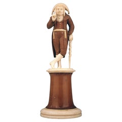 19th C. French Empire Carved Dieppe Wood and Ivory Sculpture of an 'Incroyable'