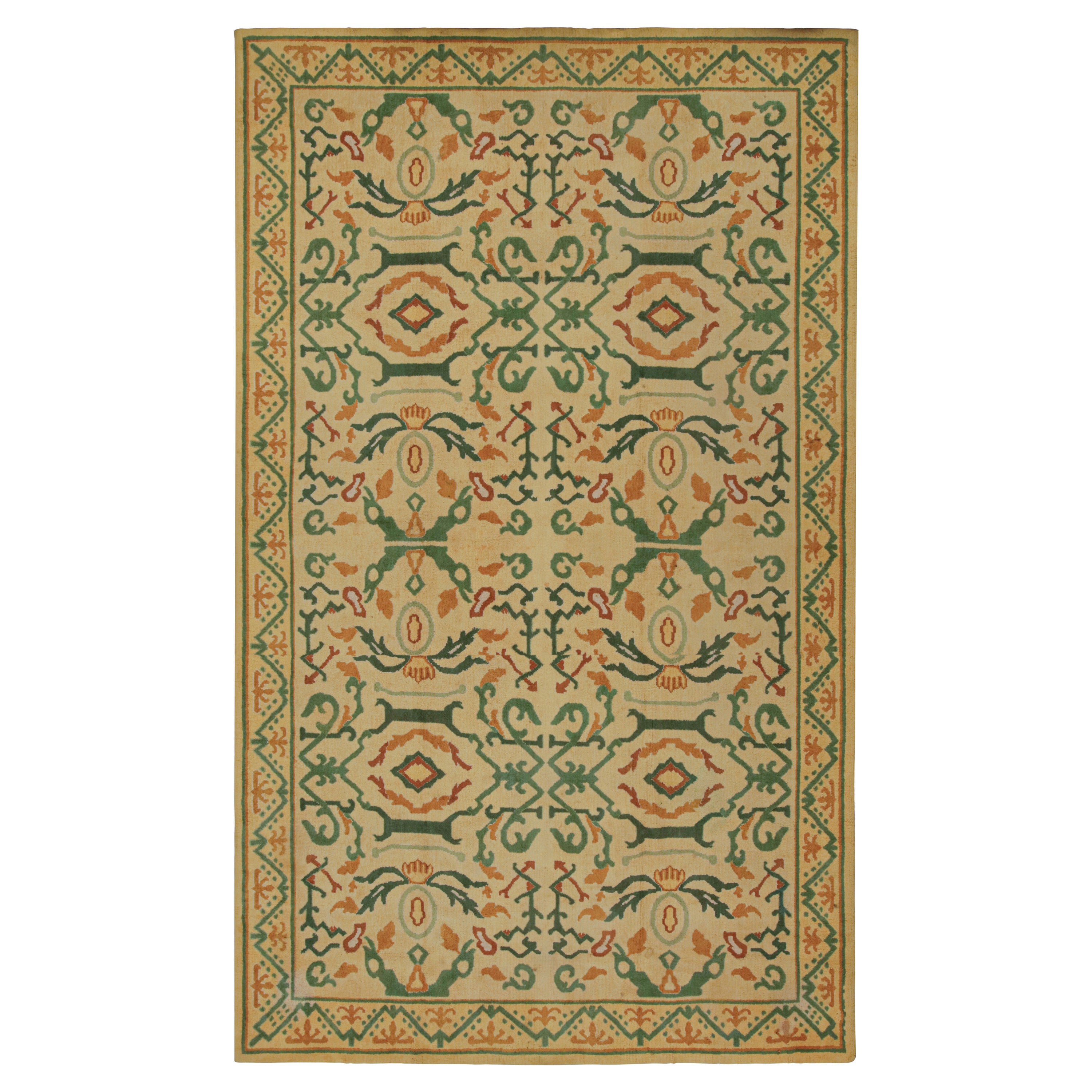 Vintage Spanish Rug in Gold, with Geometric Patterns For Sale