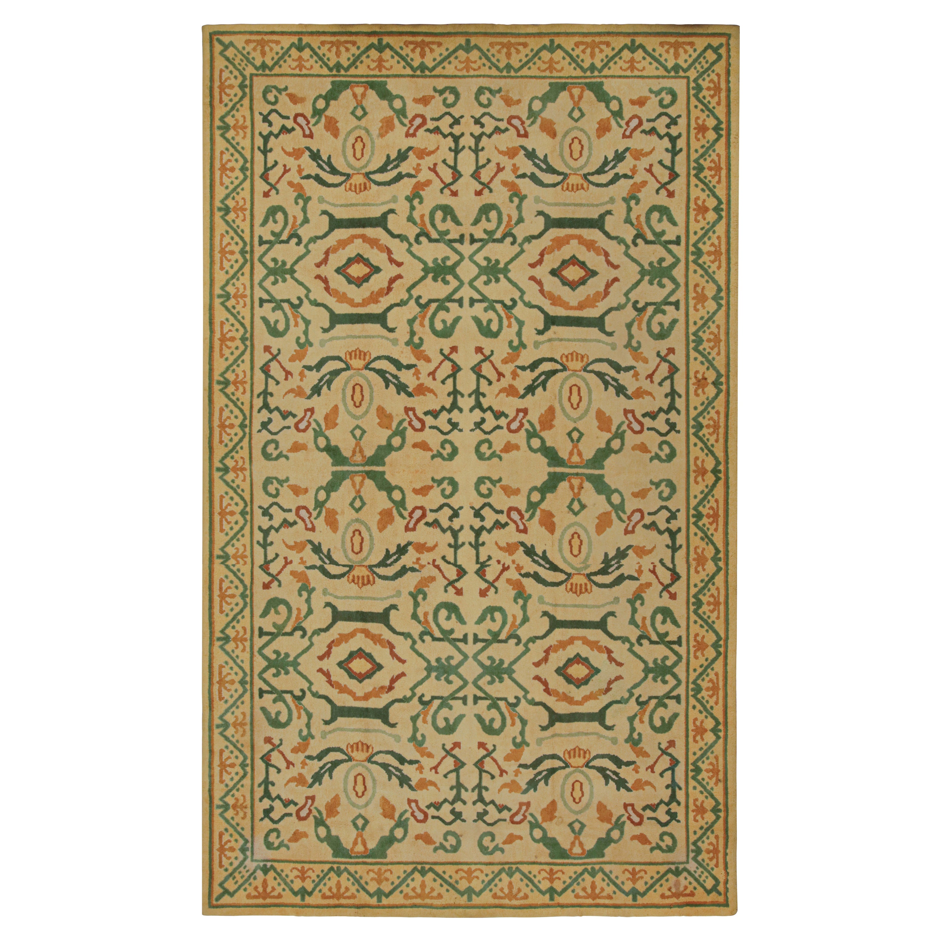 Tapis espagnol vintage en or, avec motifs géométriques