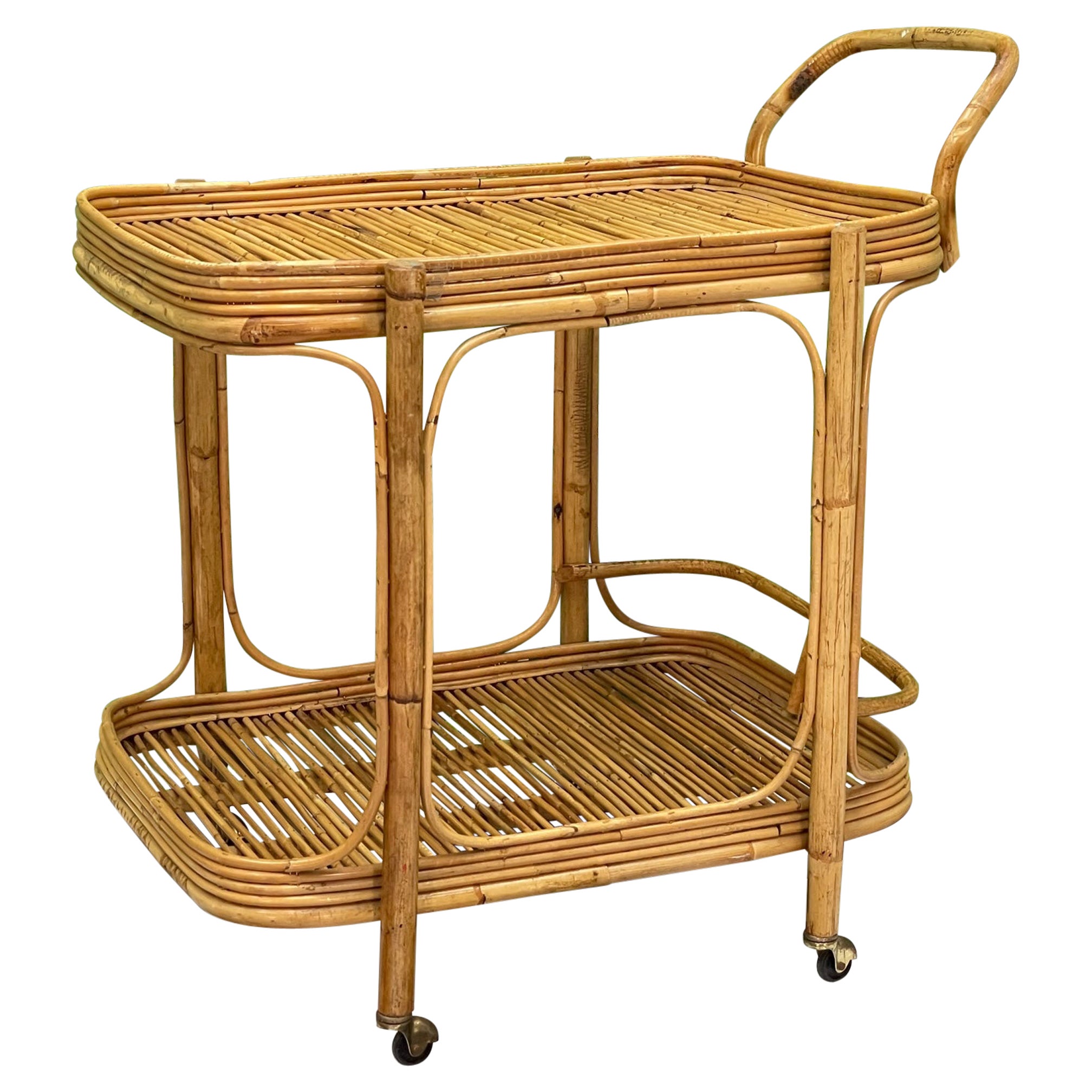 Shop the Vintage 1960s Bamboo and Rattan Bar Cart at Weston Table