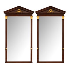 Pair Of French 19th Century Empire St. Mahogany And Ormolu Mirrors