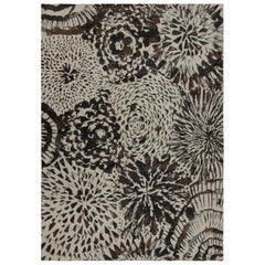 Rug & Kilim’s Modern Art Deco Style Rug in White and Black Abstract Pattern 