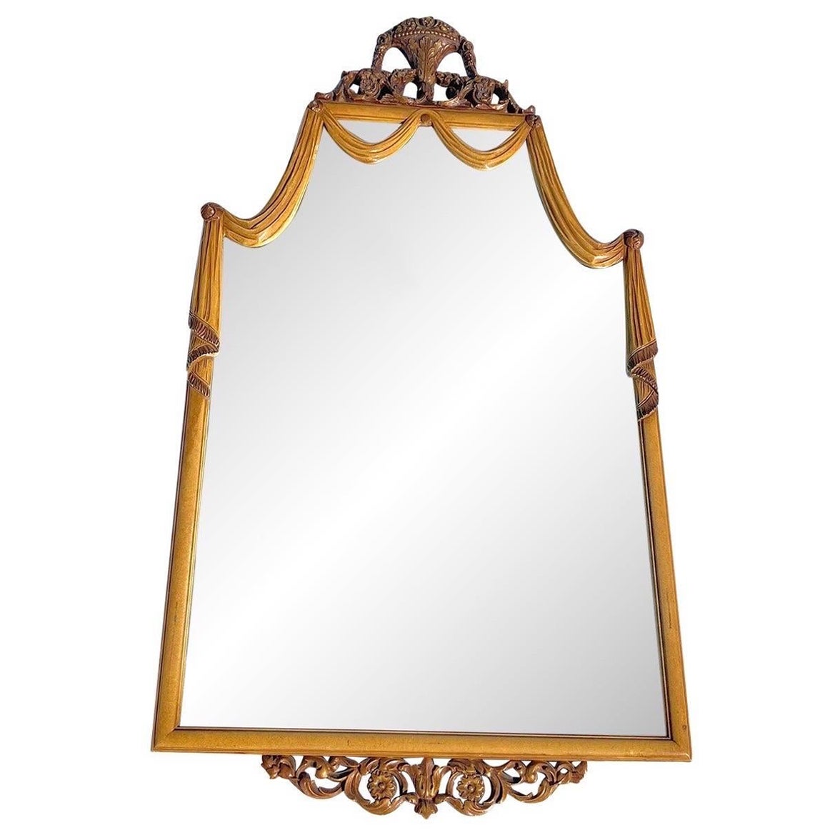 1930’s Italian Carved Wood Draped Mirror