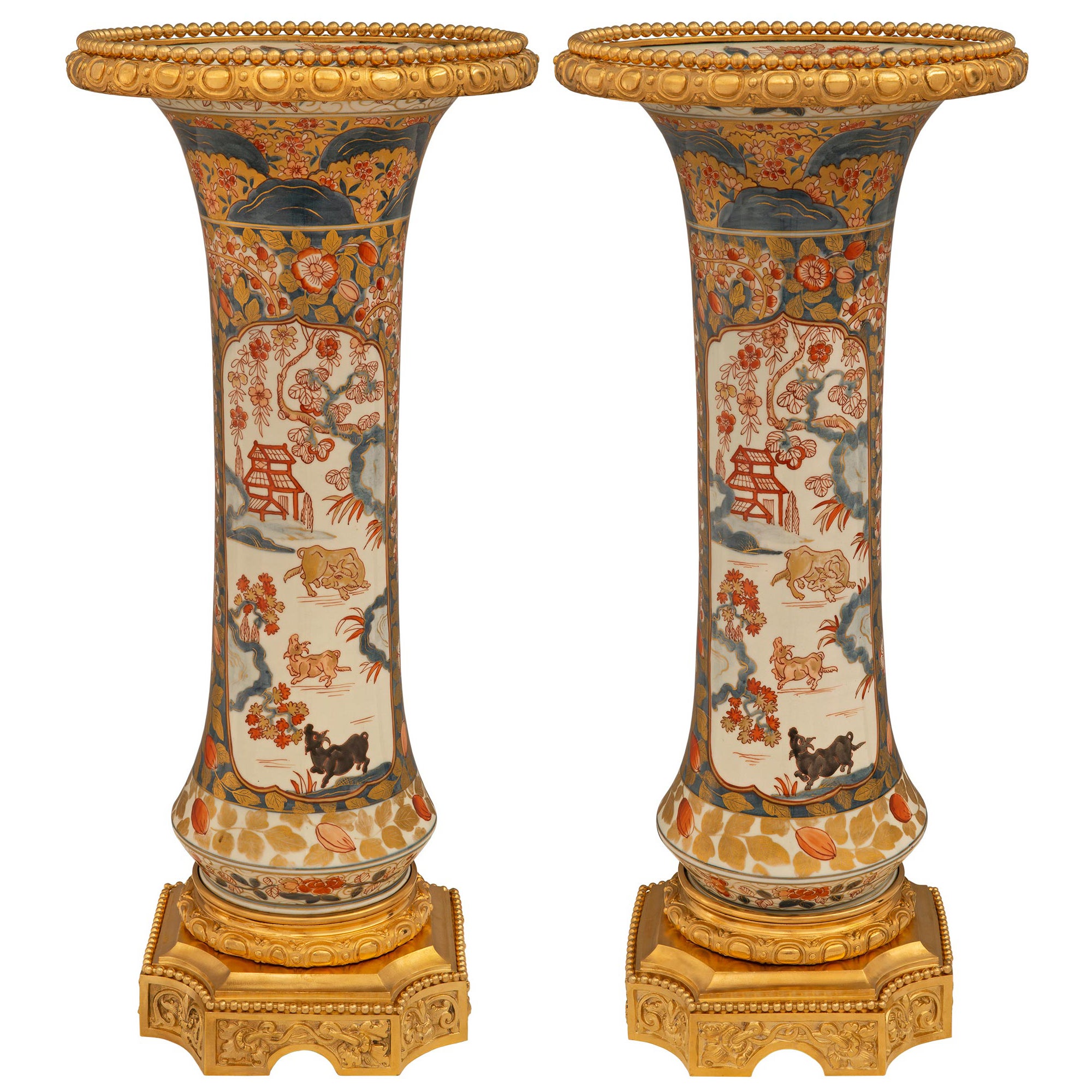 Pair Of Japanese Imari Porcelain & French Louis XVI St. Ormolu Vases For Sale