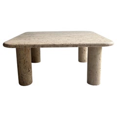 Travertine Coffee Table In The Style of Angelo Mangiarotti