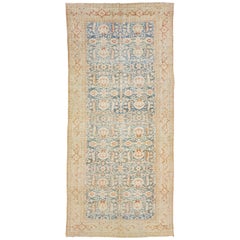 Allover Handgefertigter antiker persischer Malayer-Wollteppich in Blau