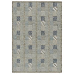 Skandinavischer Kilim-Teppich von Rug & Kilim mit grauen und blauen geometrischen Mustern
