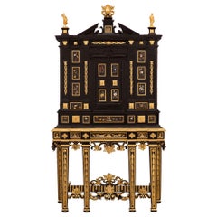 Italian 19th Century Baroque St. Semi Precious And Hard Stone Florentine Cabinet