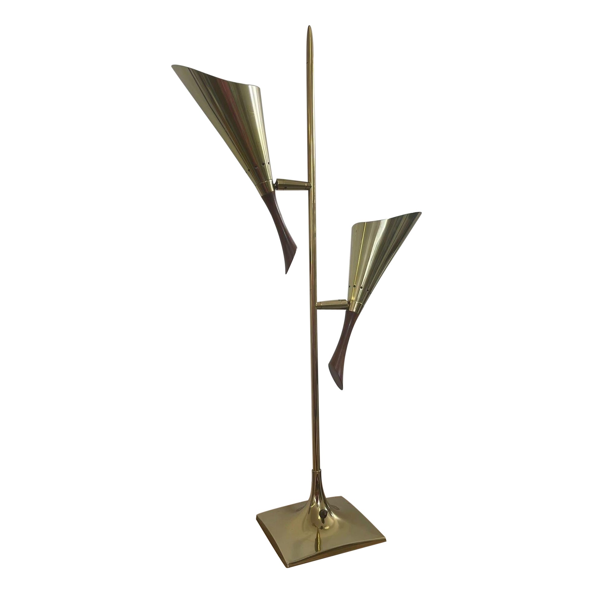 Vintage Mid Century Modern Brass Tone Atomic Shaped Lamp For Sale