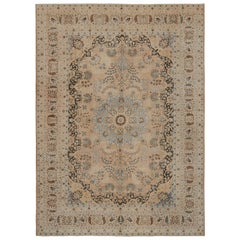 Antique Persian Yazd rug in Beige, with Floral Patterns, from Rug & Kilim