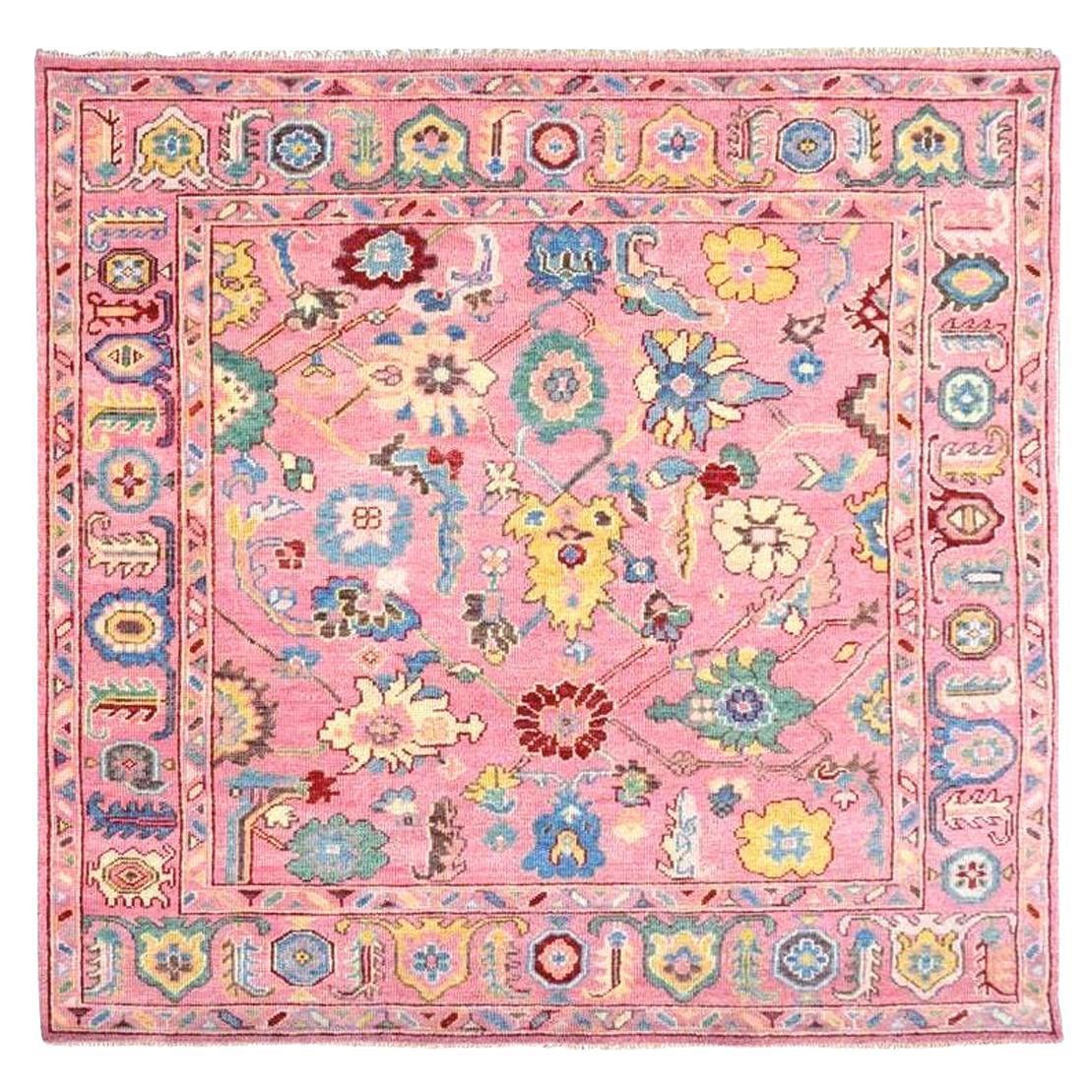 Pink Square Oushak For Sale