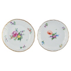 Royal Copenhagen, Saxon Flower, a plate and a low bowl with flowers
