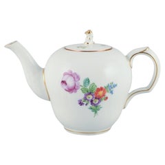 Vintage Royal Copenhagen, Saxon Flower, teapot hand-decorated with polychrome flowers 