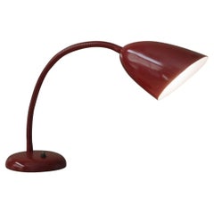 Ikonisch! Kurt Versen Gooseneck Tisch-Schreibtischlampe. Mid Century Modern 40s Rot #4410