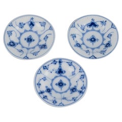 Antique Royal Copenhagen, Blue Fluted Plain, three caviar bowls in porcelain