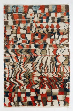 6x9 Ft Hand-Knotted Contemporary Wool Rug with Soft Thick Pile & Abstract Design