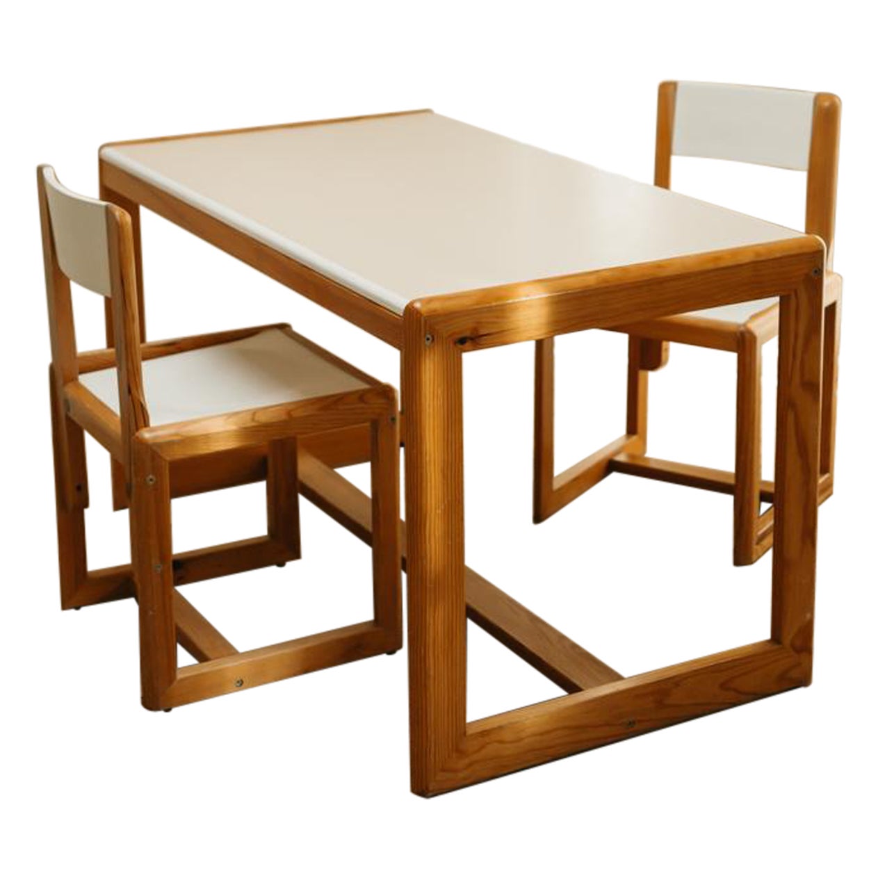 1960er Tisch und 2 Stühle, André Sornay im Angebot