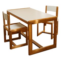 1960er Tisch und 2 Stühle, André Sornay