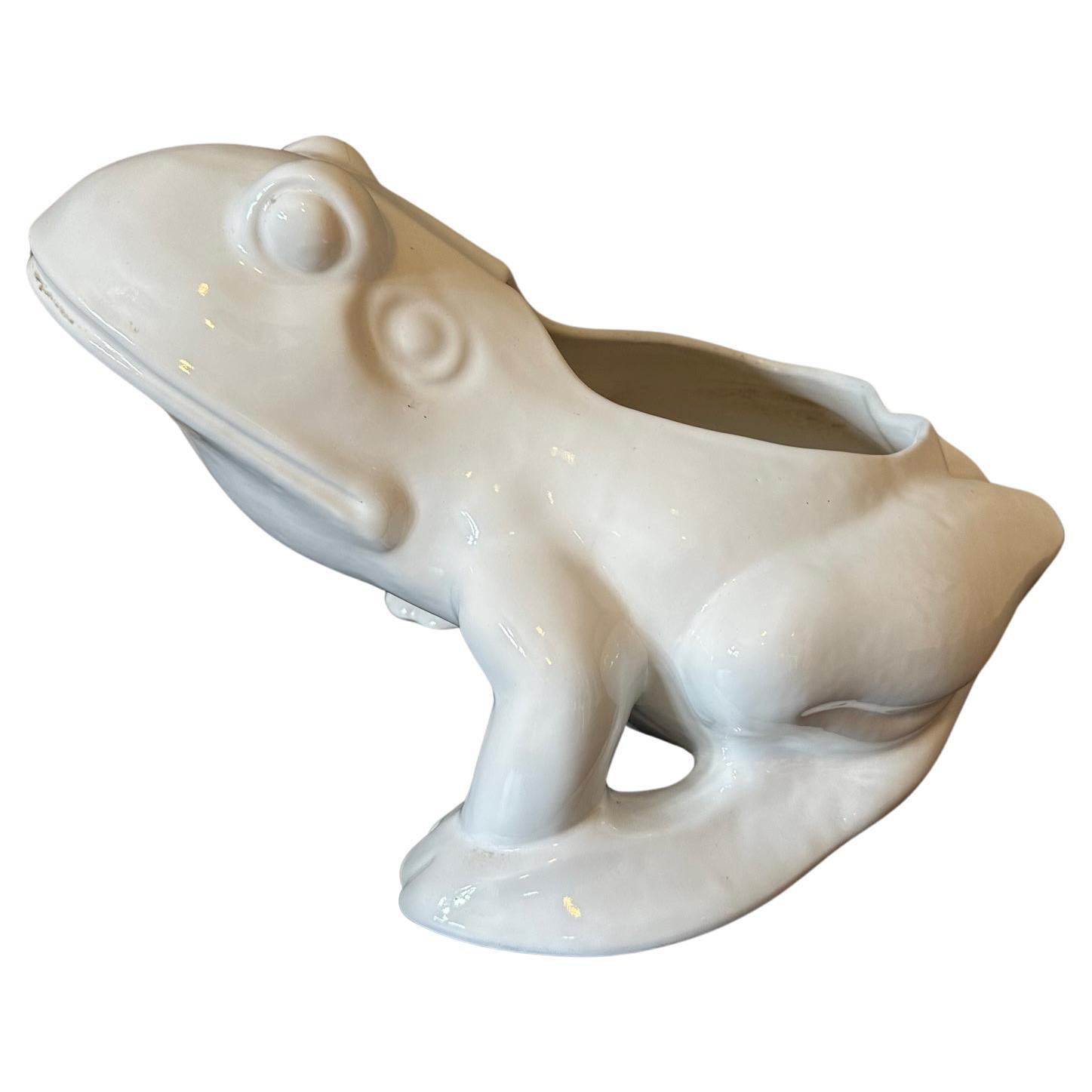 20th century Italian Frog Porcelain Jardiniere, 1970s For Sale