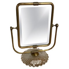 Glass and brass table mirror and photo frame by Barovier and Toso, Italy