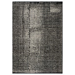 Custom Contemporary Moroccan Berber Style Black and Silvery Beige Rug