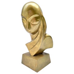 Modernist Brass Sculpture of a Woman in the style of Brancusi 