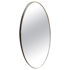Retro 1950s Gio Ponti Style Mid-Century Modern Brass Oval Wall Mirror