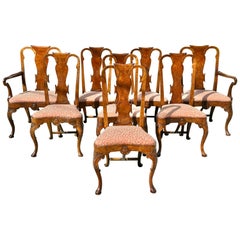 Set of Eight English Walnut George I or Queen Anne Dining Chairs