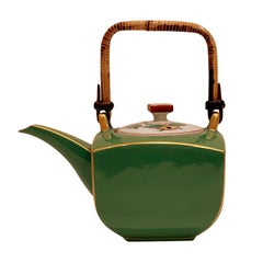 Japanese Porcelian Tea Pot with Bamboo Handle