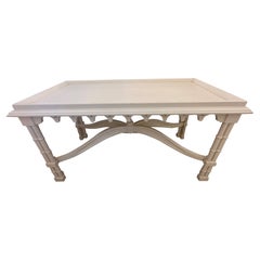 Antique Striking Updated Painted Gothic Revival Coffee Table