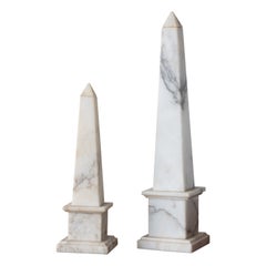Used Italian Alabaster Obelisks - A Pair