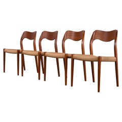 Set of Four Danish Modern Dining Chairs Model 71 for Niels Otto Moller, 1960s