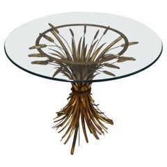 1960's Coco Chanel Style Sheaf Of Wheat Gilt Side Table